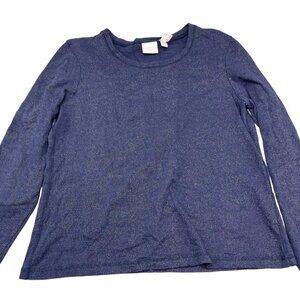 Weekends long sleeve shirt sparkles flowy cotton blue silver size 1 READ